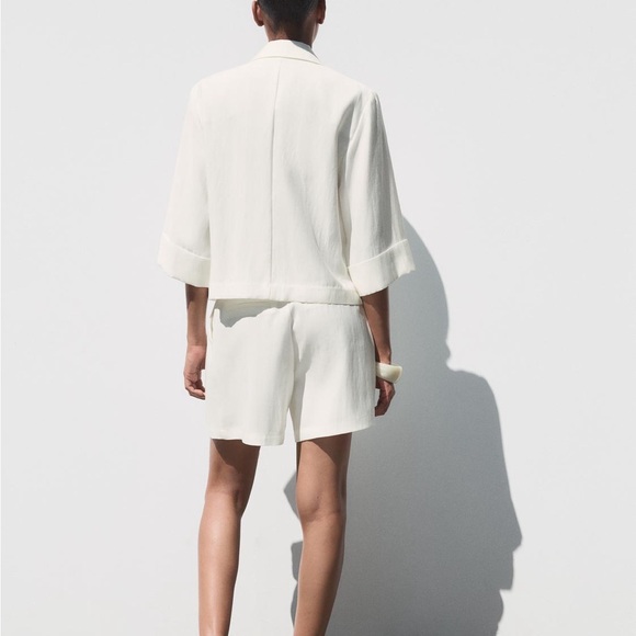 ZARA white cropped double breasted blazer NWT - Picture 4 of 10